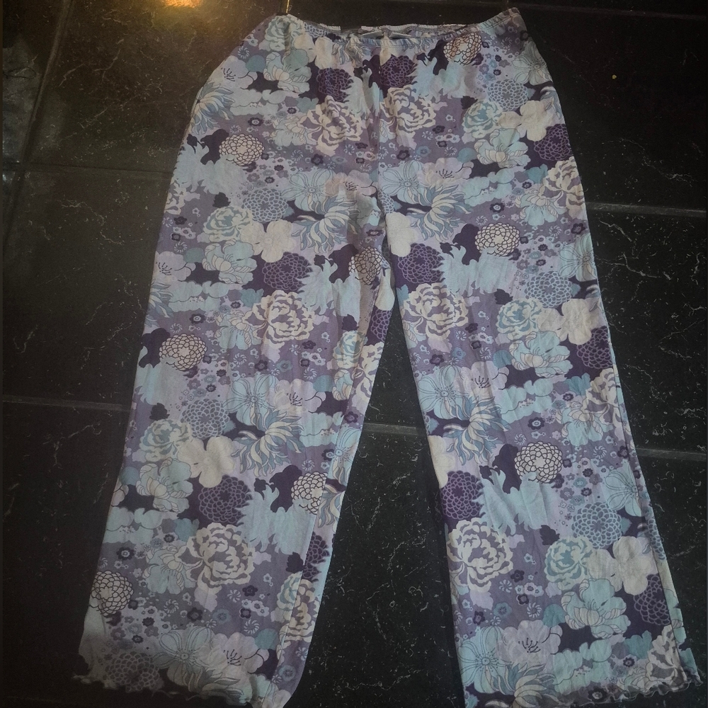 Gilligan And Omalley Floral Purple Blue Swim Coverup Pants M